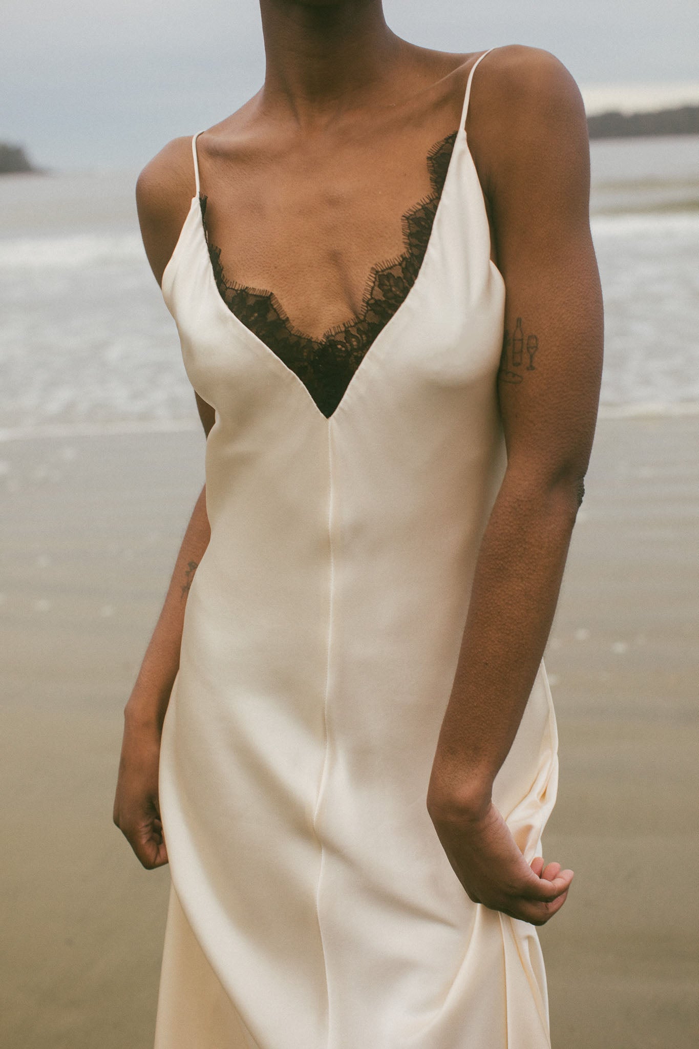 Amelie Bias Cut Lace Silk Dress