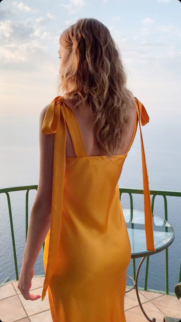 Ulyana Silk Satin Midi Dress | Clementine