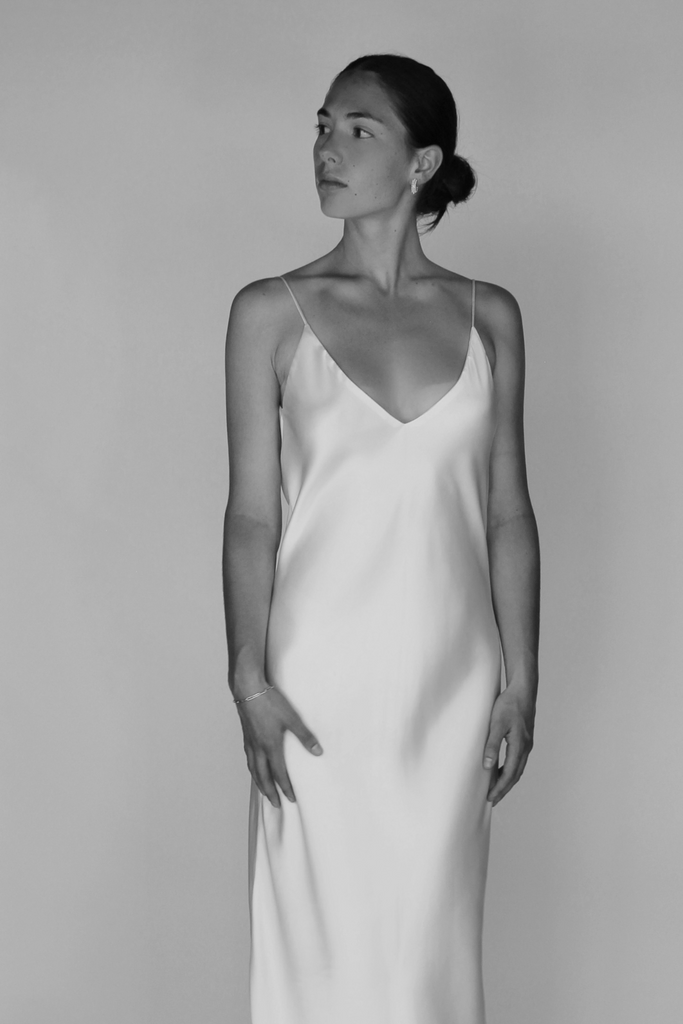 Eden Silk Satin Gown | White