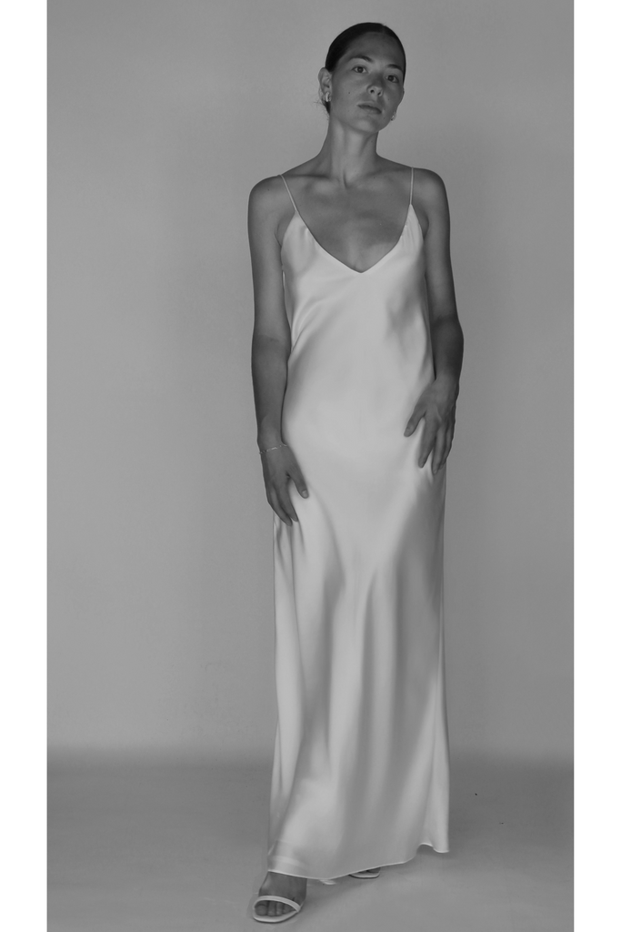 Eden Silk Satin Gown | White
