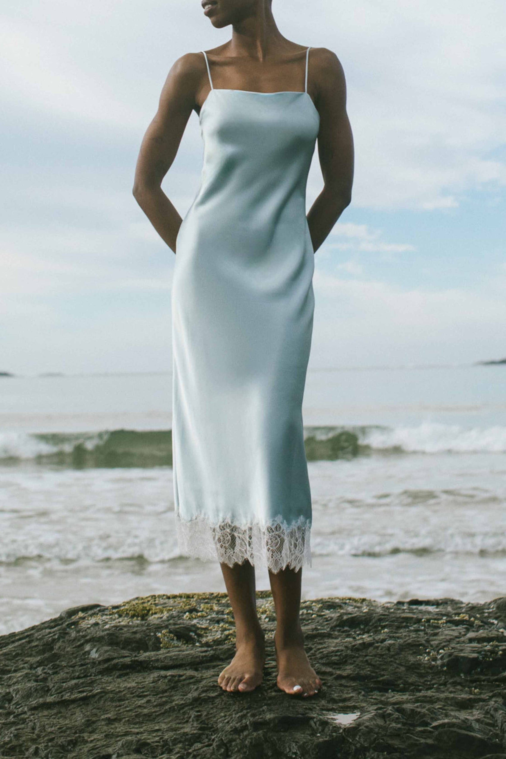 Celeste Lace Silk Slip Dress