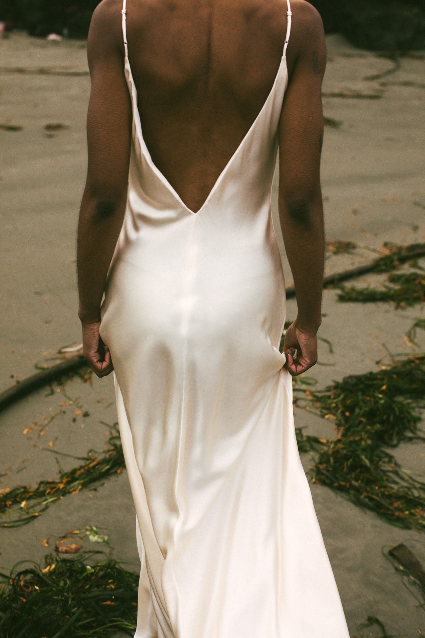 Amelie Bias Cut Lace Silk Dress