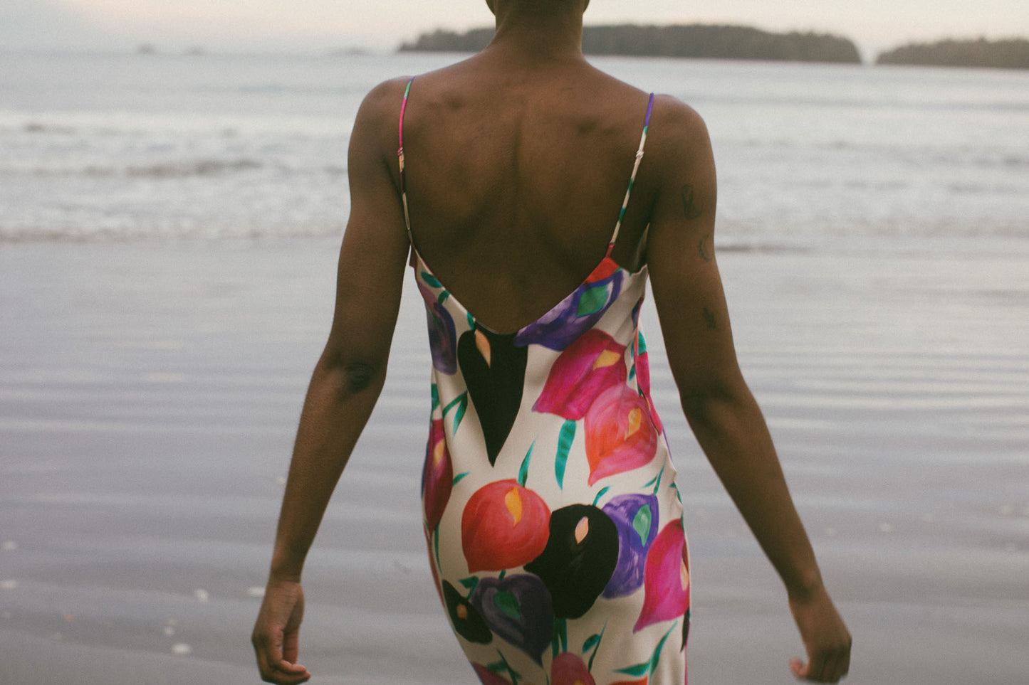 Isadora Fleur Printed Silk Sip Dress