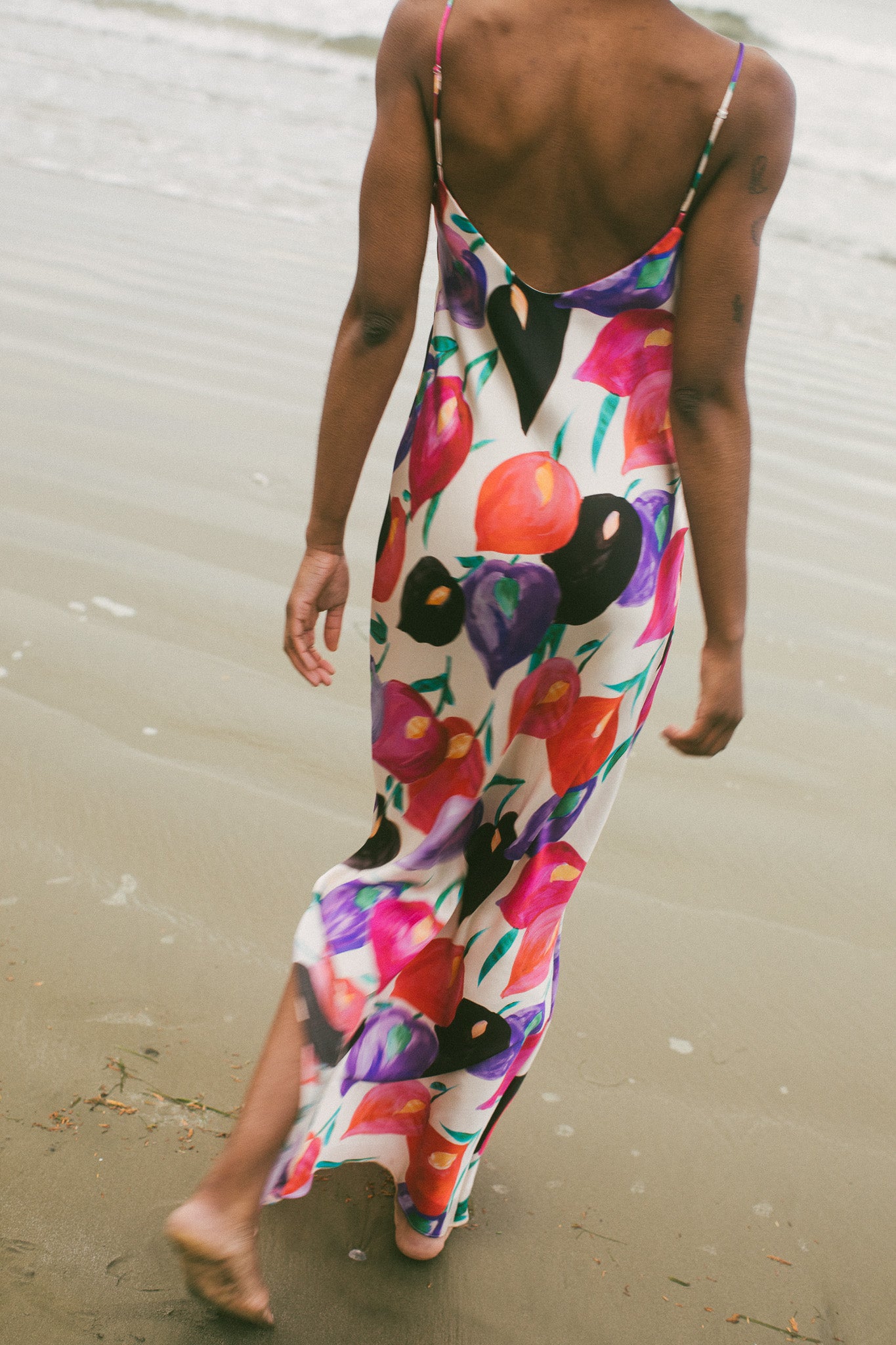 Isadora Fleur Printed Silk Sip Dress