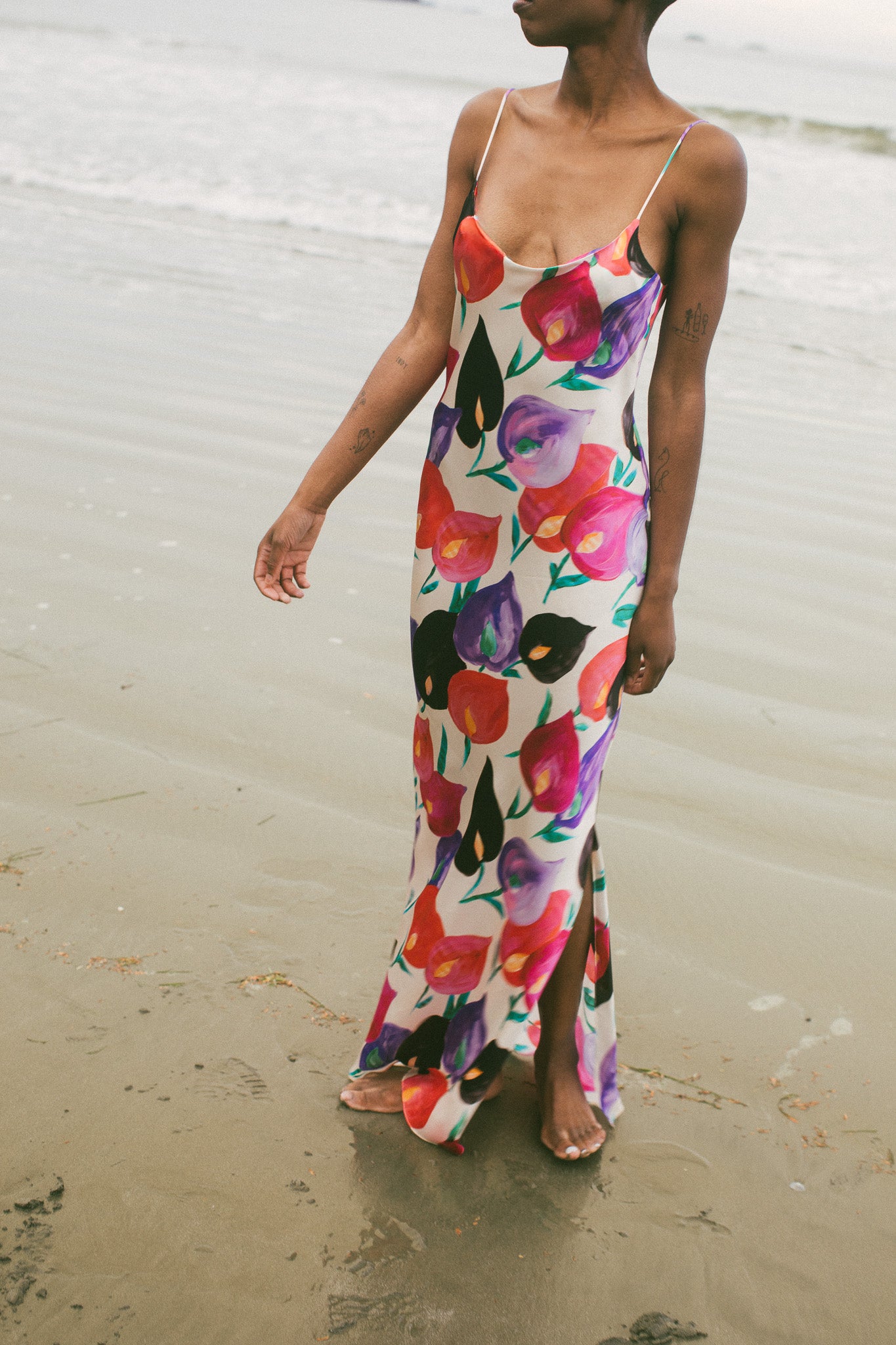 Isadora Fleur Printed Silk Sip Dress
