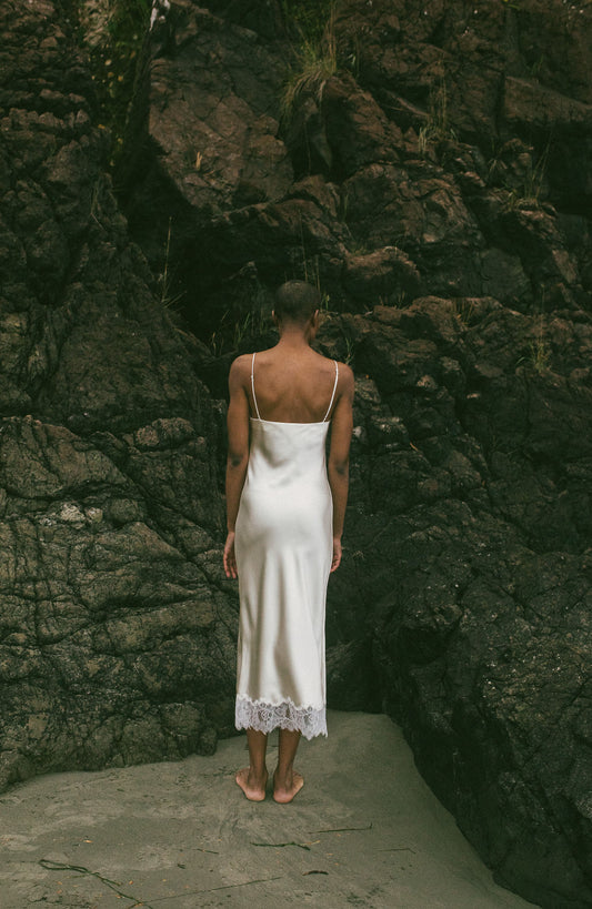 Celeste Lace Silk Slip Dress