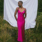 Camellia Bias Cut Fuschia Silk Dress