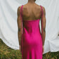 Camellia Bias Cut Fuschia Silk Dress