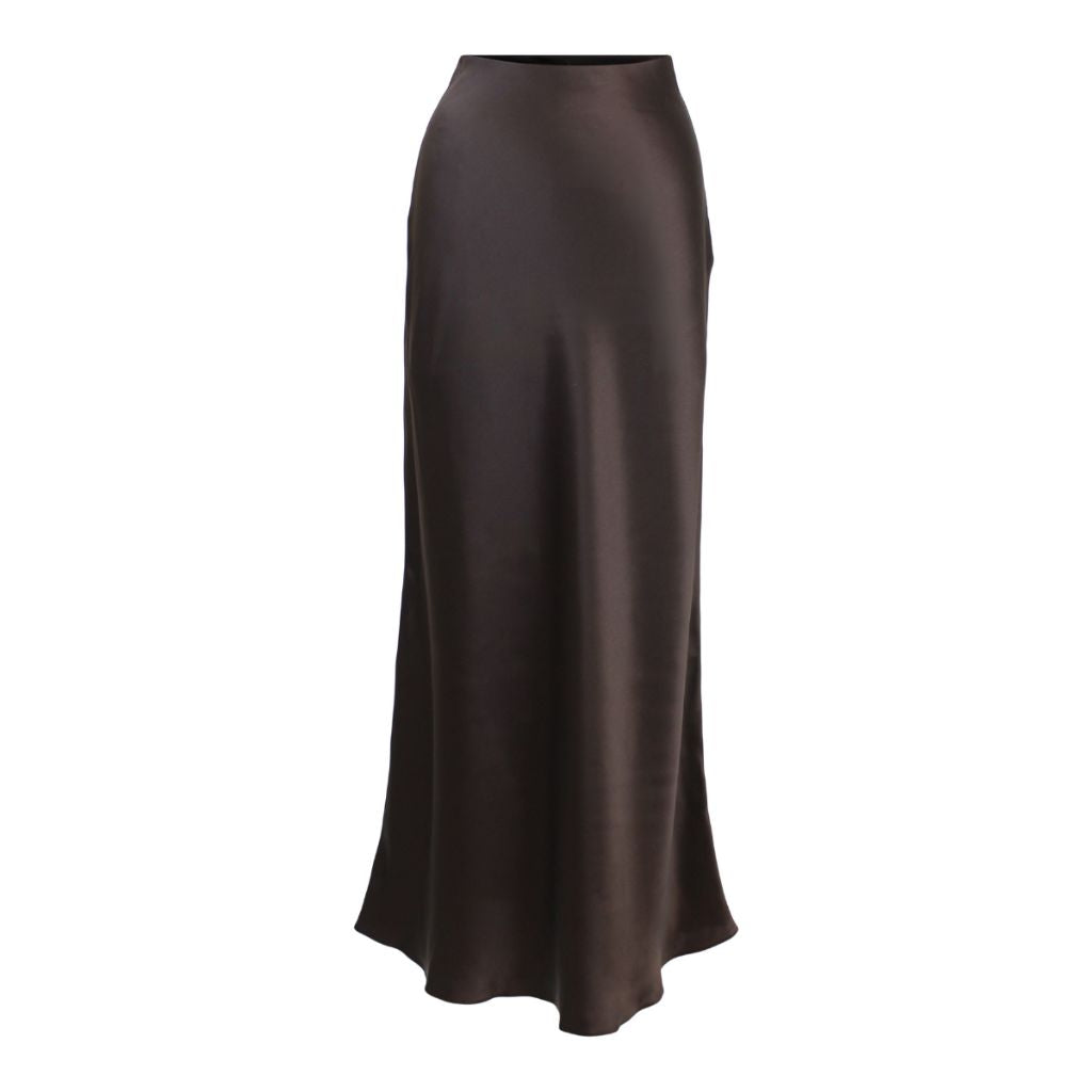 Classic Silk Satin Maxi Slip Skirt | Cocoa