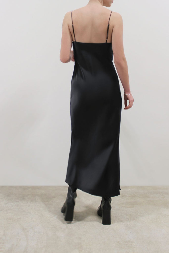 Eve Silk Satin Maxi Dress | Black