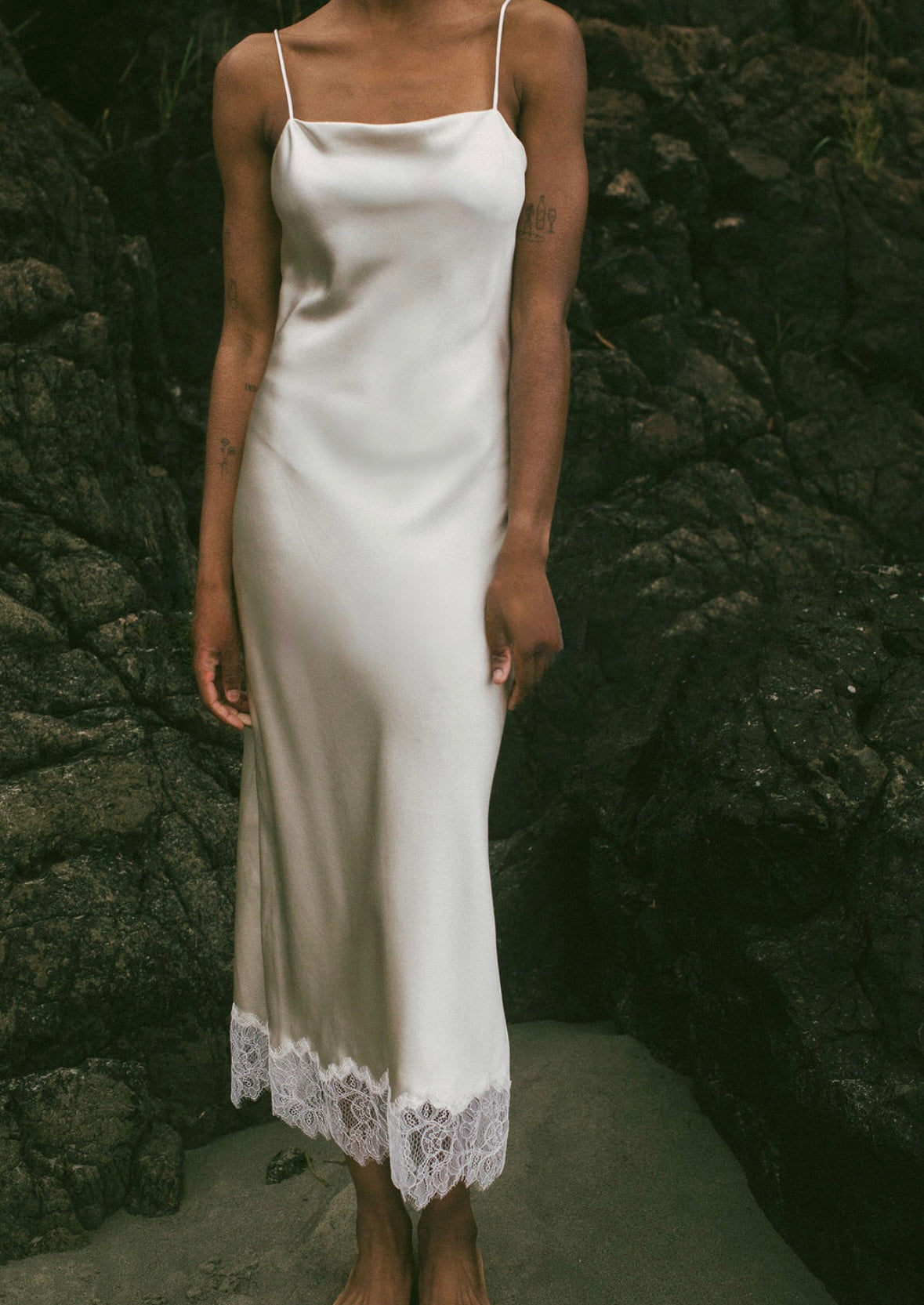 Celeste Lace Silk Slip Dress