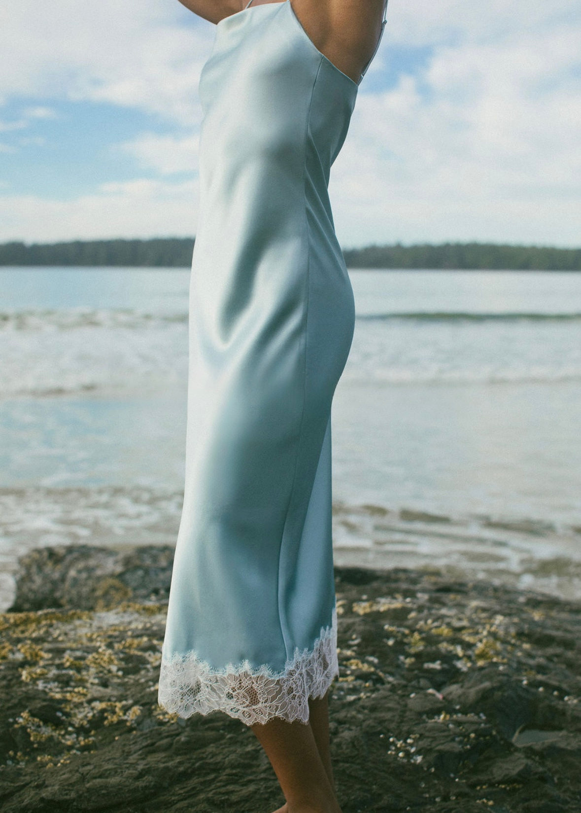 Celeste Lace Silk Slip Dress