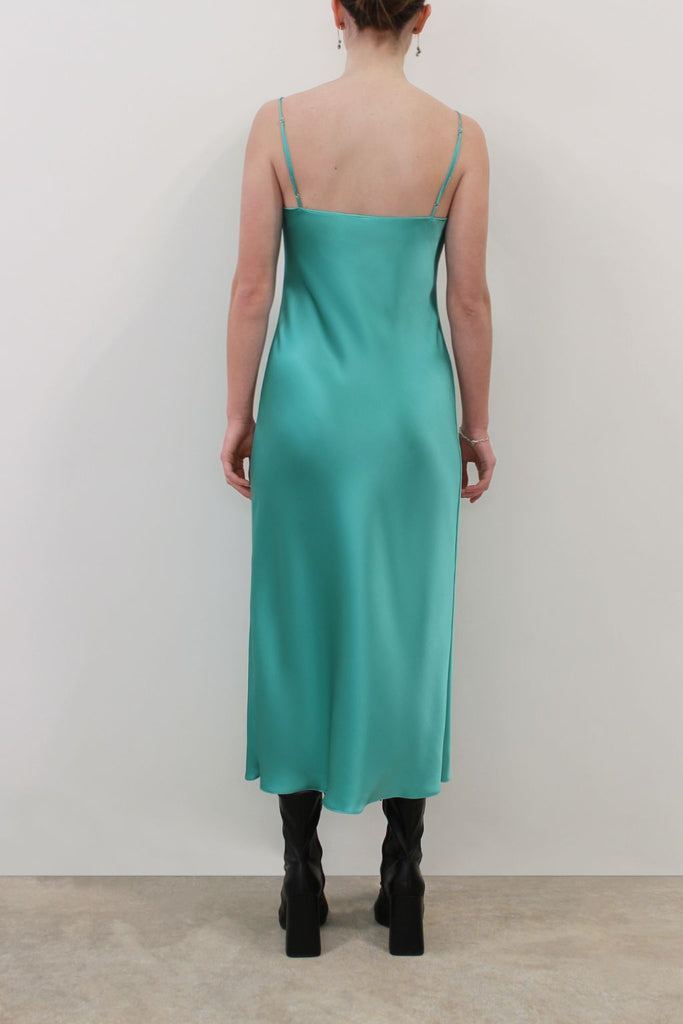 Margot Silk Satin Midi Slip Dress | Verdigris