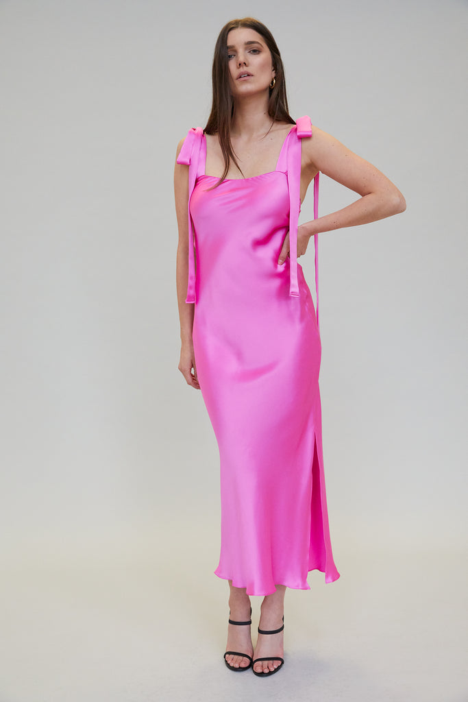 Ulyana Silk Satin Midi Dress | Orchid