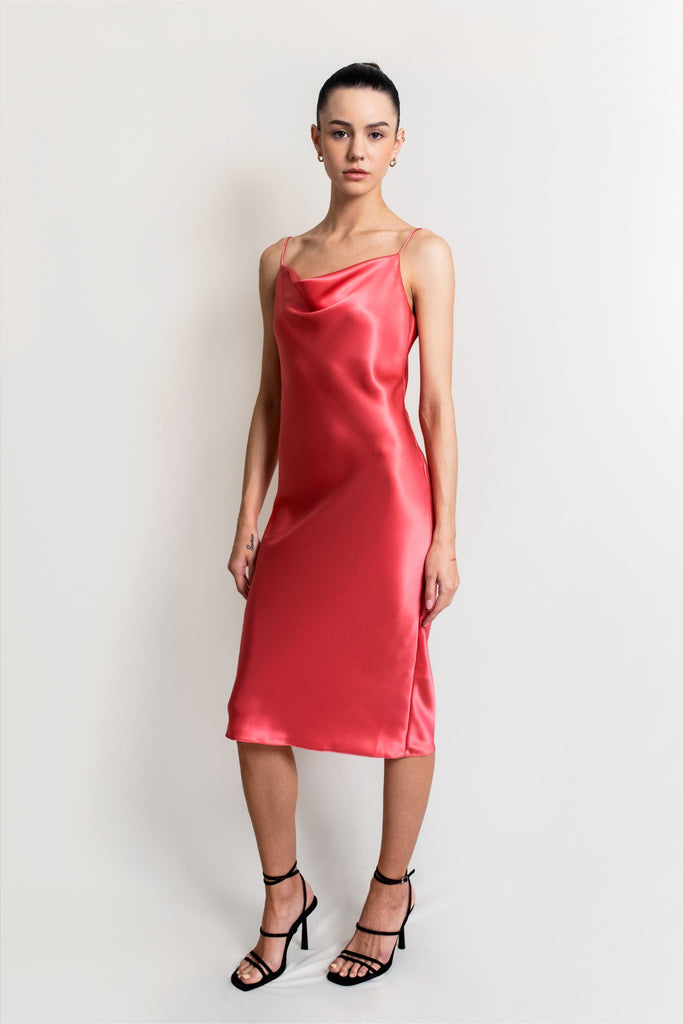 Mandy Silk Satin Cowl Neck Slip Dress | Sienna