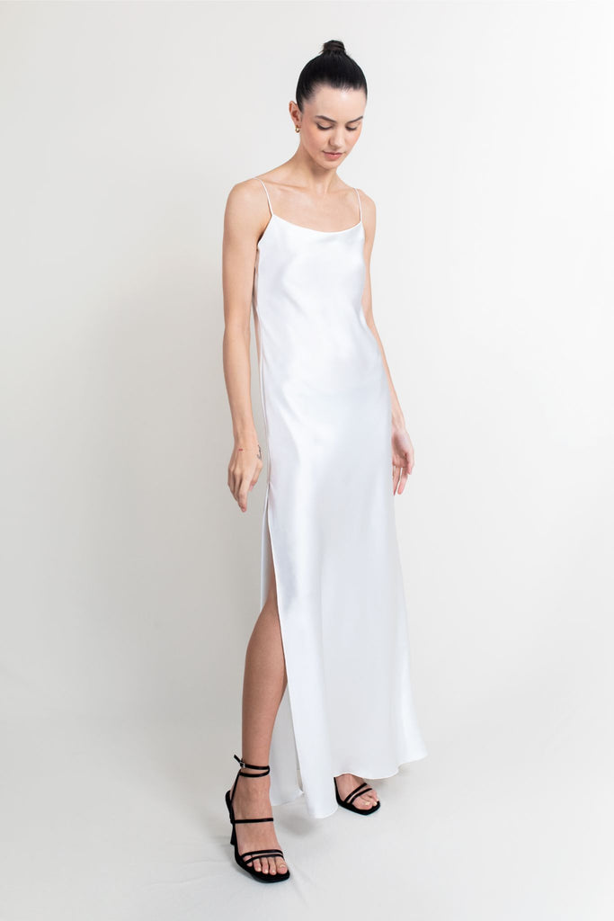 Isla Silk Satin Wedding Gown | White