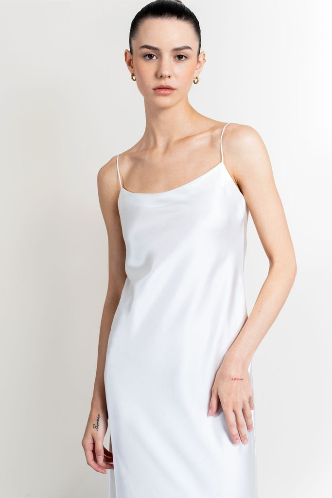 Isla Silk Satin Wedding Gown | White
