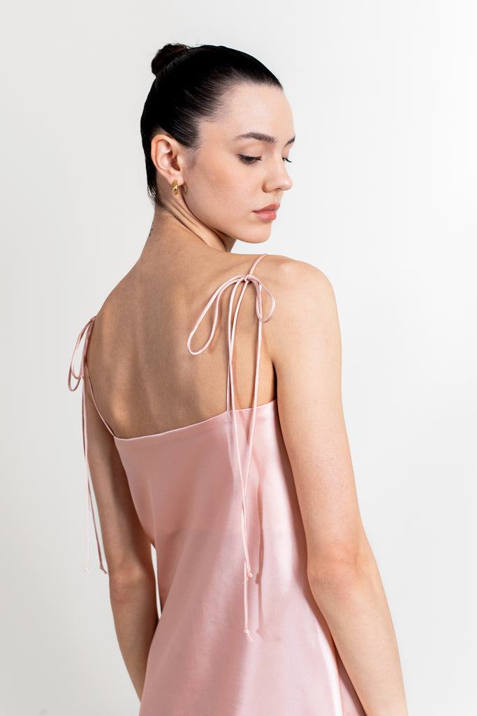 Seraphina Silk Satin Mini Dress | Rose