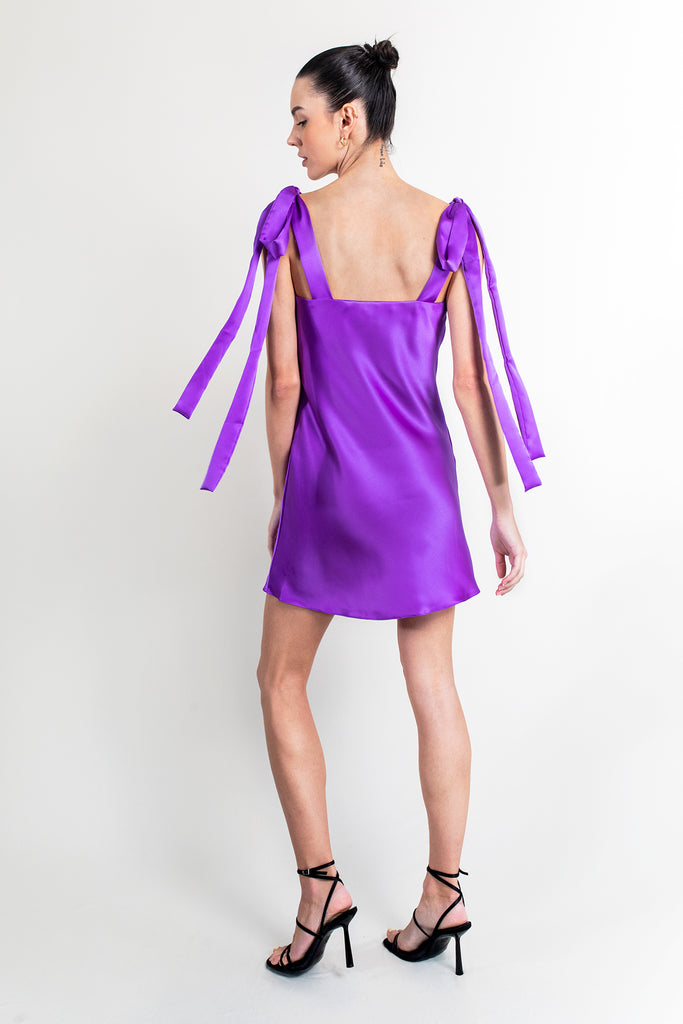 Ulyana Silk Satin Mini Dress | Violet