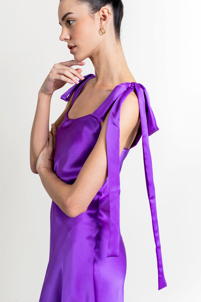 SAMPLE & ARCHIVE SALE | Ulyana Silk Satin Mini Dress | Violet | XS, XL
